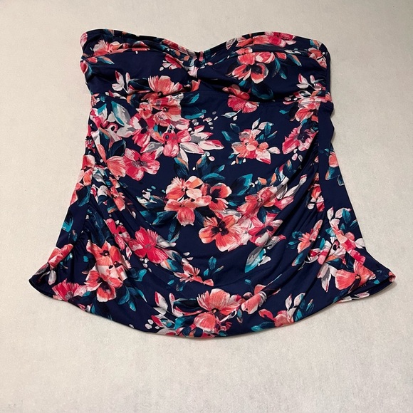 Merona Floral Strapless Top - Navy and Pink Size medium - Picture 1 of 8